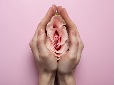 woman-holding-rose-hands-reproductive-system-visualization